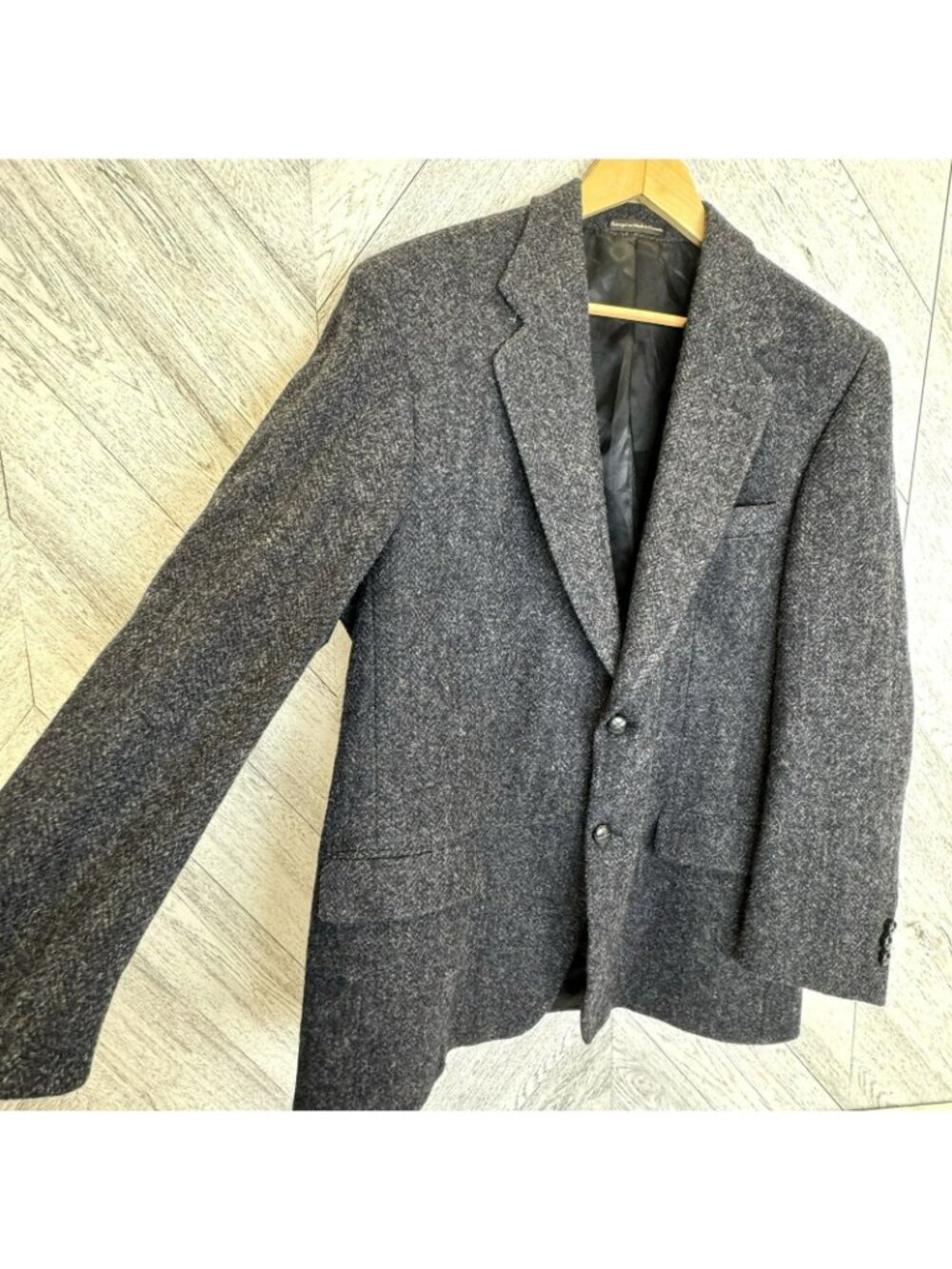 Vintage Harris Tweed Blazer Sport Coat Jacket Mens Size 42R Charcoal Gray Wool - Picture 3 of 8
